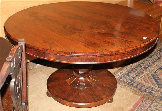 A Victorian rosewood circular breakfast table